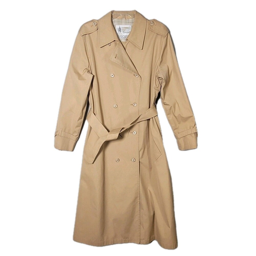 Vtg London Fog Maincoats Trench Womens 18 Regular Tan Rain Coat  USA